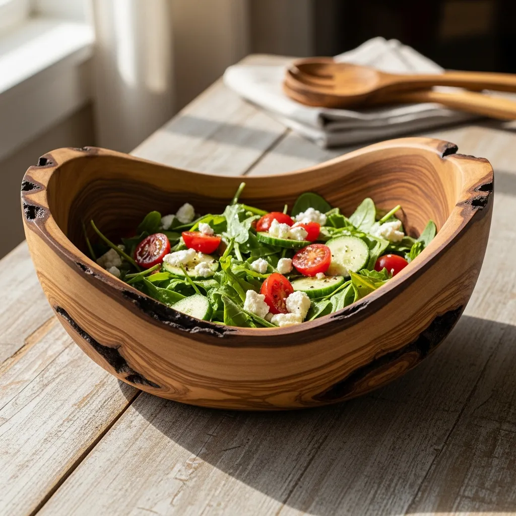 Handcrafted wooden serving bowl